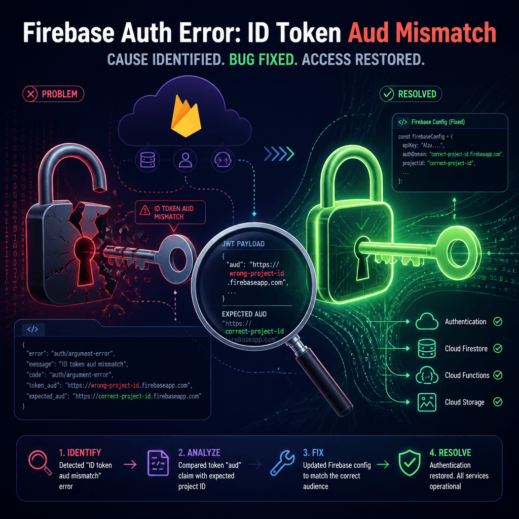 Debugging Firebase Token 'aud' Mismatch in a Monorepo